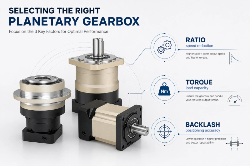 planetary gearbox ratio torque and backlash selection factors